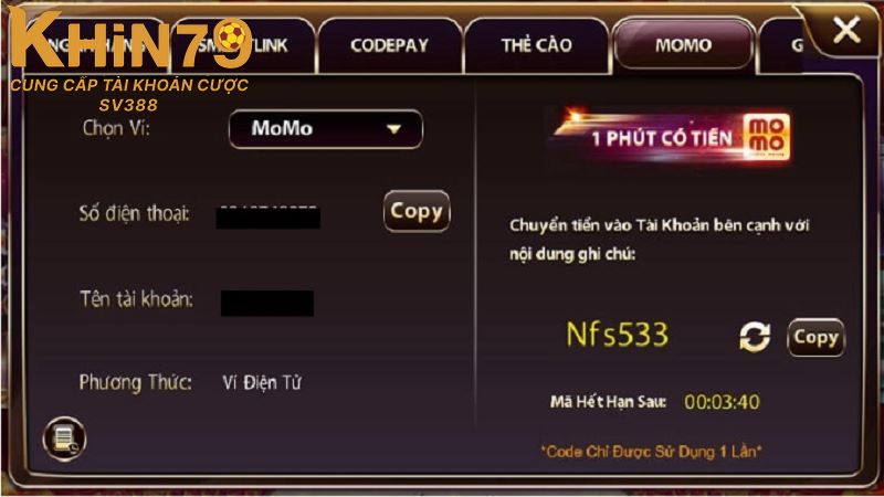 Các phương thức rút tiền phổ biến tại Khin79